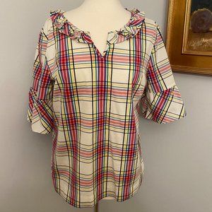Talbots L Tartan Plaid Popover